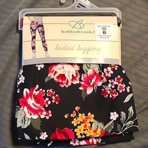 Bobbie Brooks Black Floral Leggings 2 sizes